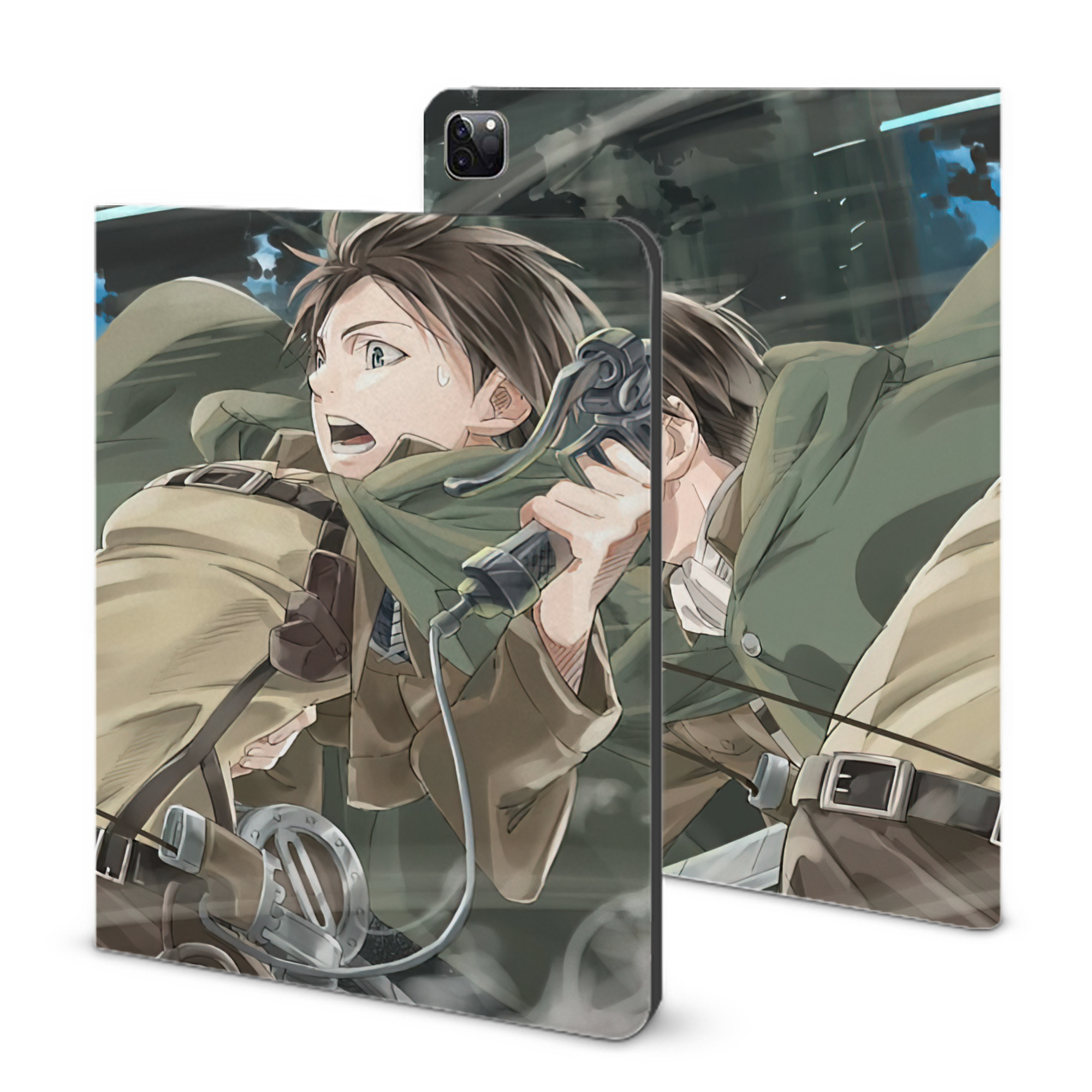 （画像用） 進撃の巨人 Attack on Titan IPad ケース ブック型 PUレザー TPU 耐衝撃 軽量 薄型 ペン収納なし 全面保護 IPad 各モデル対応